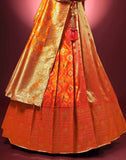 Beautiful Party Wear Orange and Red Coloured Half Saree Set