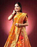 Beautiful Party Wear Orange and Red Coloured Half Saree Set