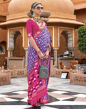 Beautiful Crafted Purple Dola Silk Saree