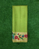 Parrot Green Color Self Design Soft Silk Zari Saree