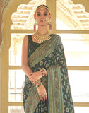 Beautiful Dark Green Botanical Weaving Banaras Silk Saree
