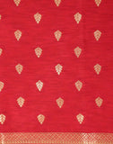 Red Floral Pattern Jute Saree