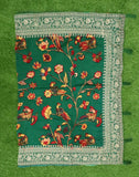 Green Floral Printed Dola Silk Saree