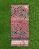 Light Pink Floral Printed Organza Saree