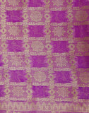 Pink Checkered Chiffon Zari Saree