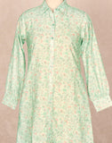 Pista Green Floral Cotton Printed Tops