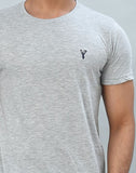 Silver Round-Neck Slim Fit Men T-Shirt