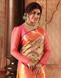 Graceful Gold and Pink Pure Silk double shaded Saree