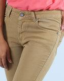 Focus low waist comfort Strechable women khakhi color Jeans