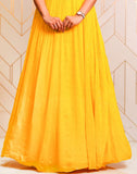 Elegant Yellow Embellished Work Georgette Dress Gown