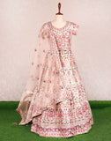 Designer Elegant Beige Colour Floral Embellished Dress Gown With Dupatta