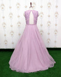 Purple Fully Flared Netted Embellished Gown