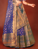 Traditional Navy Blue Floral Pattern Zari Banaras Fancy lehenga set