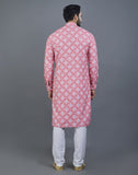 Good Looking Pink Geometric Cotton Kurta