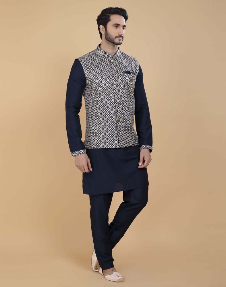 All Over Heavy Thread And Sequence Work Kurta Jacket Set