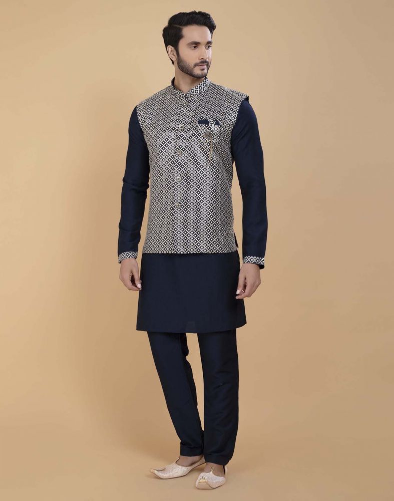 All Over Heavy Thread And Sequence Work Kurta Jacket Set