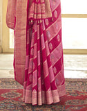 Attractive Magenta Botanical Weaving Banaras Silk Saree