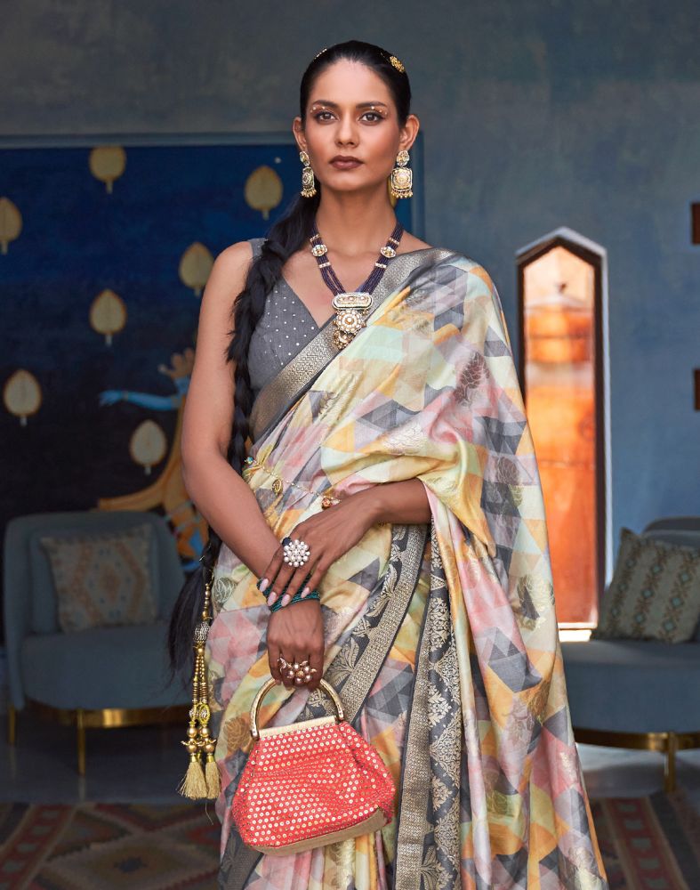 Banaras Silk Multi Color Patola Fabric Saree