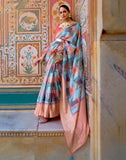 Light Blue Coloured Banaras Silk Fancy Saree