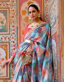 Light Blue Coloured Banaras Silk Fancy Saree