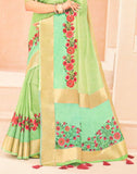 Light Green Coloured Banaras Silk Saree