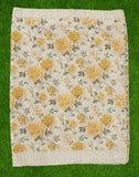 Yellow Floral Silk Pearl Work Saree