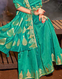 Green Plain Zari Cotton Silk Saree