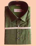 Dark Green Colour Plain Pure Cotton Shirt