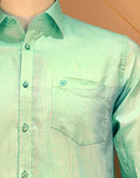 Light Green Colour Plain Pure Cotton Shirt