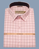Peach Checkered Cotton Printed Shirt