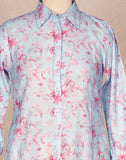Sky Blue Floral Cotton Printed Tops
