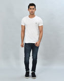 White Round-Neck Slim Fit Men T-Shirt