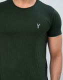 Green Coloured Plain Cotton Men T-Shirt