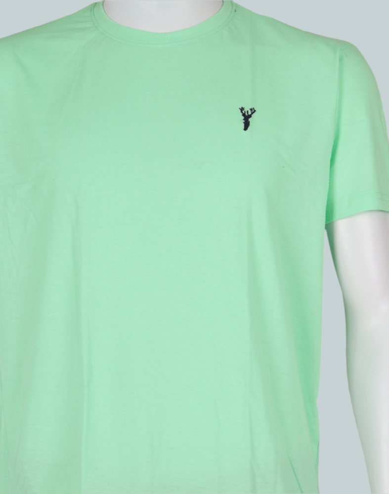 Light Green Plain Cotton Men T-Shirt